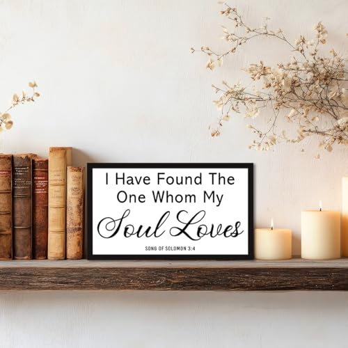 I Have Found The One Whom My Soul Loves Christian Wood Box Sign Desk Decor,Song of Solomon 3:4Bible Verse Wooden Block Sign for Home Farmhouse Bedroom Wall Shelf Tabletop Decor - style: Song of Solomon 3:4