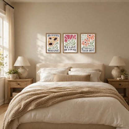3 Piece Christian Scripture Wall Art Framed Bible Verses Prints 12x16 In - color: Flower（Framed）, size: 16"L x 12"W