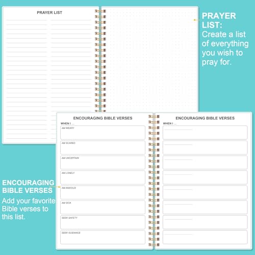 Heveboik Bible Study Journal – Church Notes Notebooks – Note Taking & Journaling Kit, 5.8" x 8.5", Teal Floral - color: Teal-Floral