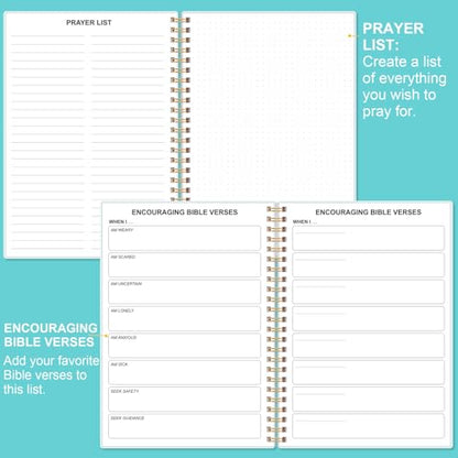 Heveboik Bible Study Journal – Church Notes Notebooks – Note Taking & Journaling Kit, 5.8" x 8.5", Teal Floral - color: Teal-Floral