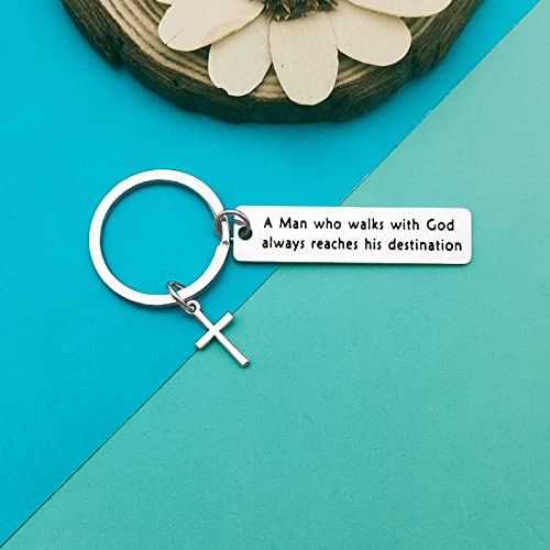 Dabihu Christian Gift Keychain Religious Gift Bible Verse Keyring Baptism Christmas Easter Birthday First Communion Gift - color: A Man Who Walks With God Keychain