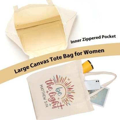 Faith Canvas Tote Bag, Christian Gifts for Women Girls Mom Sister Inspirational Bible Verse Birthday Christmas - color: Boho Christian 821