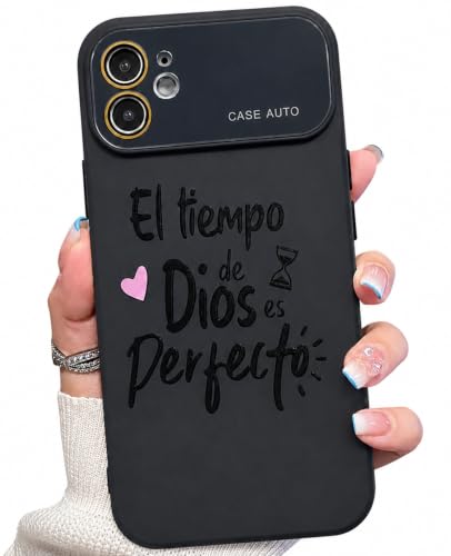 for iPhone 17 Pro Max Case God's Timing is Perfect Spanish Bible Verse Phone Case, Full Camera Lens Protection, Shockproof Drop Resistant Durable Cover (Black, iPhone 12) - color: black, size: iPhone 12