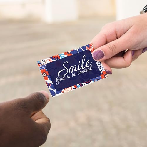Pass It On Scripture Cards, Faith, God Is In Control - Pack of 25 Inspirational Christian Cards with Scripture Encouragement, Bible Verse Cards For Devotional, Bible Study, Memorization & Greetings - color: Smile, God Is In Control