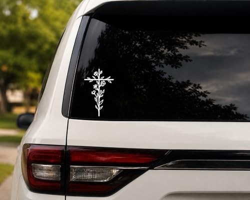 Floral Cross Car Vinyl Decal
