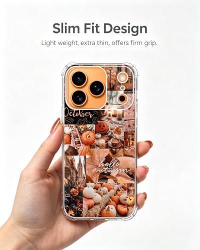 Fall Vibe Aesthetic Phone Case Compatible with iPhone 17 Pro, Autumn Halloween Pumpkin Phone Cover for iPhone 17 Pro - color: Fall Aesthetic