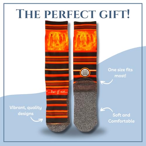Bible Verse Socks for Men, Christian Scripture Crew Socks, Faith Gift - color: Fiery Furnace