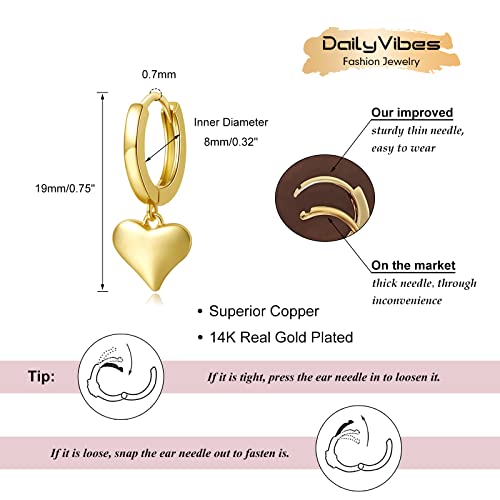 DAILY VIBES Cute Gold Mini Dangle Huggie Hoop Earrings for Women Trendy - color: Mini Heart A