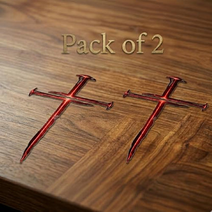 Cross of Nails Sticker - Vinyl Christian Sign Decal, Pack of 2, 6'' (Red) - color: Red