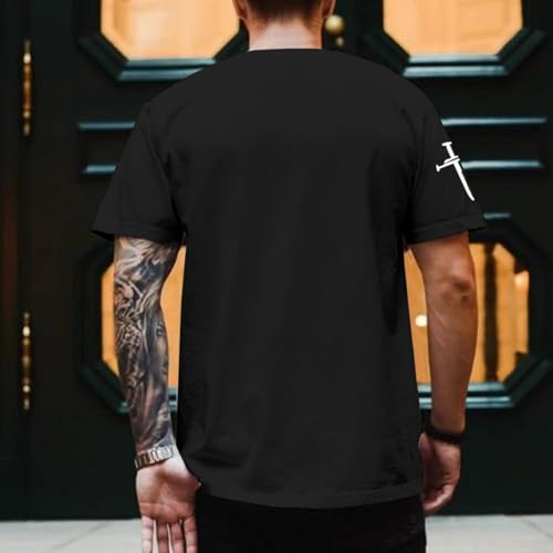 Christian Faith Cross Shirts for Men Jesus God Bible Verse Shirt Religious Inspirational Tshirts Graphic Cotton Tees - color: Black, size: Large