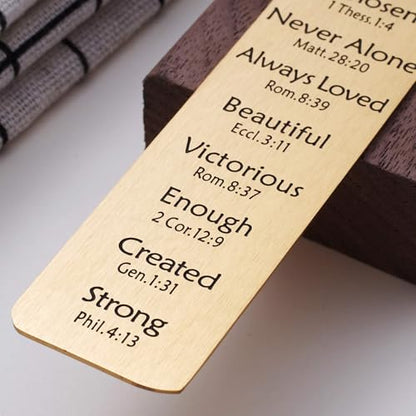 2026 Religious Bible Verses Bookmark with Cross Charm, Faith-Based Gift for Readers, Stainless Steel Christian Affirmation Book Mark, Bible Confirmation Accessories for Him Her, Gold - style: Gold