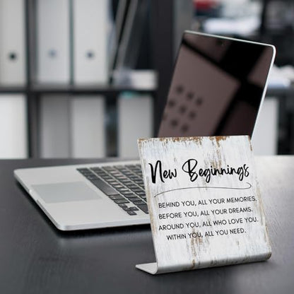 TRCENDE New Beginnings New Job Gift For Coworker, New Start Gift For Bestie Best Friends Women, Motivational Graduation Gift For Son daughter, Break Up Gift For Her,Office Signs Plaques XUZ192, Retro - style: Retro - New Beginnings D