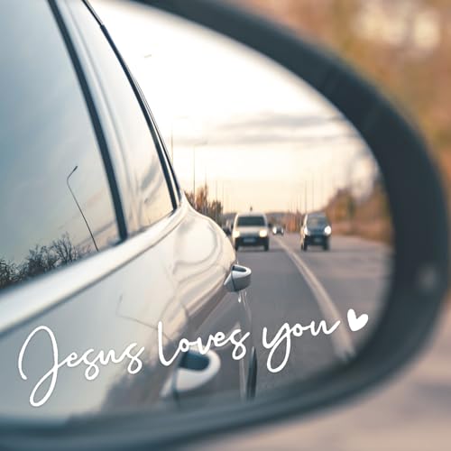 3X Jesus Loves You Christian Mirror Stickers Decals for Car Rearview(White) - color: White Jesus Loves You
