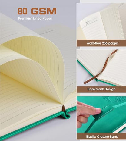 Biuwory Leather Journal Notebook, 256 Thick Lined Pages, Hardcover 8.6"×11" - color: Blue, size: Lined-256 Pages (8.6"×11")