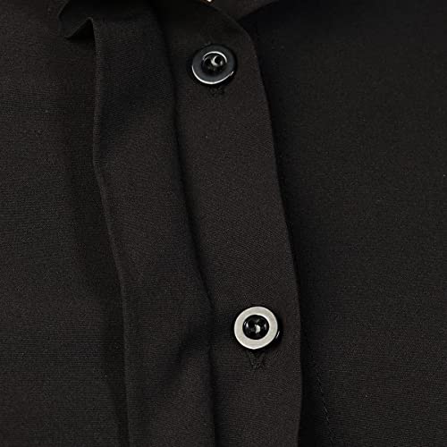 BPURB Women's Clergy Tab Collar Shirt Ministry Blouse - color: Black, size: Medium