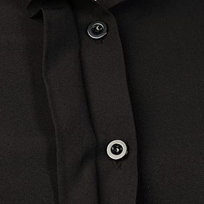 BPURB Women's Clergy Tab Collar Shirt Ministry Blouse - color: Black, size: Small