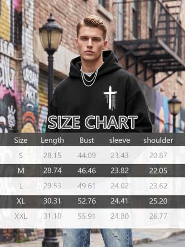 Christian Hoodies for Men Jesus Hoodies Faith Bible Verse Graphic Pullover - color: Black, size: XX-Large