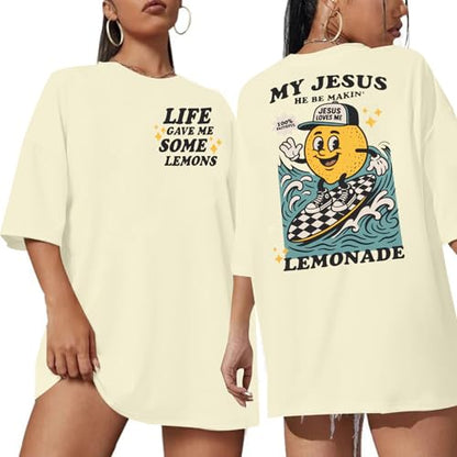 Rooted in Christ Shirt Christian Shirts for Women Jesus Oversized Tshirt - color: Beige Jesus, size: X-Large