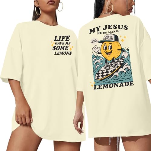 Rooted in Christ Shirt Christian Shirts for Women Jesus Oversized Tshirt - color: Beige Jesus, size: Medium