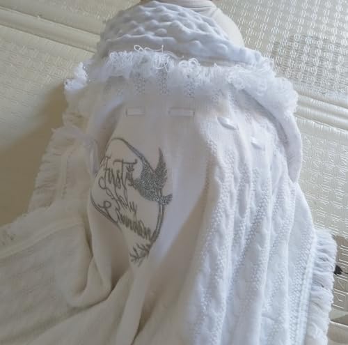 Baby Blanket White Baptism Christening Gifts for Girl Boys - color: White