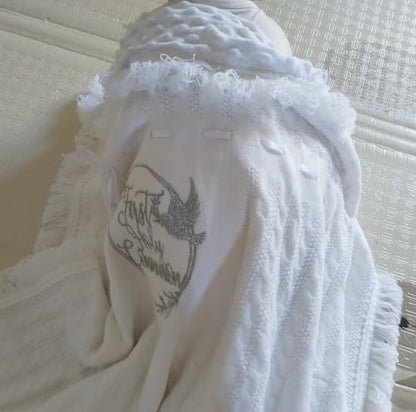 Baby Blanket White Baptism Christening Gifts for Girl Boys - color: White