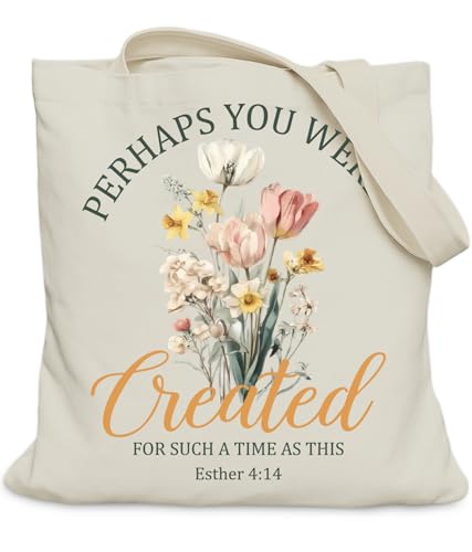 Aesthetic Christian Gifts Tote Bag for Church, Religious Tote Bag for Bible Study, Medium Size with Inner Pocket - color: Esther