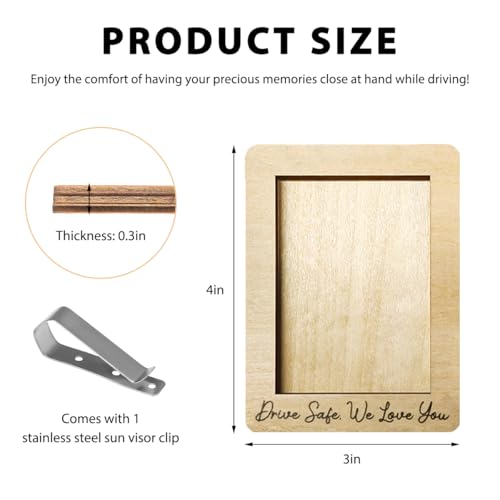 Car Visor Picture Frame, Wooden Photo Frame Automotive Sun Visor Clips for Family Members, Drive Safe Vehicle Personalized Decor Hanging Photo Holder for Fathers Day Gift (We Love You) - color: We Love You