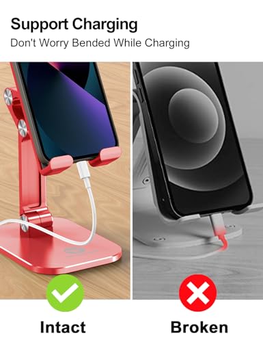 OCYCLONE Phone Stand for Desk, Foldable Cell Phone Stand Holder, Red - color: Red