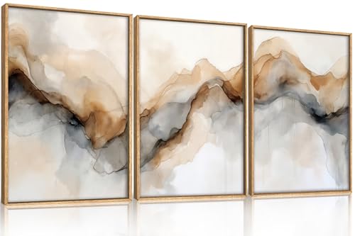 Abstract Neutral Watercolor Framed Canvas Wall Art Set -16"×24" x3 - color: Abstract Neutral Wall Art, size: 16"L x 24"W