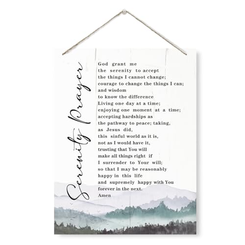 Religious Decor Sign, Serenity Prayer Sign, God Grant Me the Serenity to Accept Sign, Rustic Wooden Hanging Plaque Sign, Motivational Wall Decor, Home Decor for Living Room Bedroom, Christian Gift - color: Color 14
