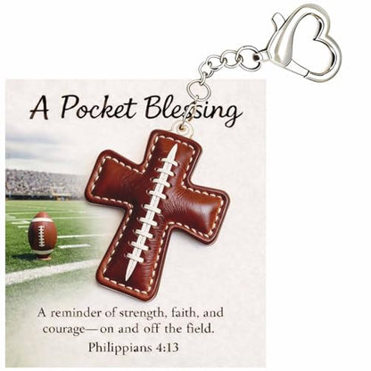 Pocket Blessing Cross Keychain – Acrylic Christian Sports Cross with Scripture Card, Faith Gift for Athletes Teens - style: Football