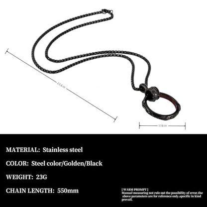 Eternity Cross Ring Pendant Necklace Stainless Steel Pendant Necklace for Men Christmas Gift for Husband,Christmas Stocking Stuffer for Him - color: Black