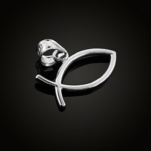 925 Sterling Silver Horizontal Ichthus Charm Christian Fish Pendant