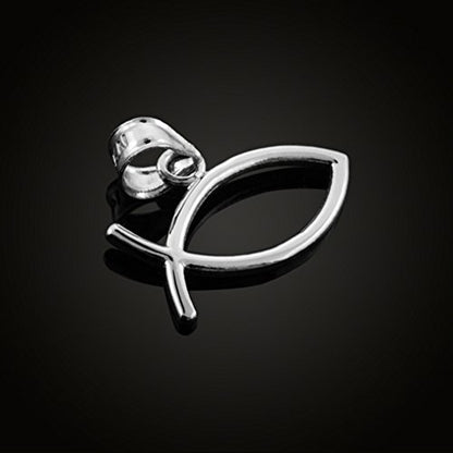 925 Sterling Silver Horizontal Ichthus Charm Christian Fish Pendant