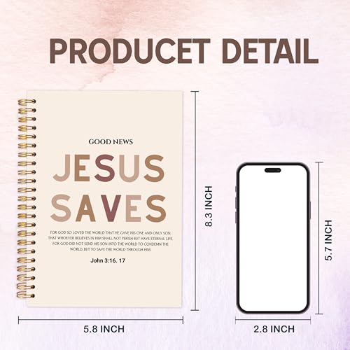 KAOWT Boho Christian Notebook Journal, Religious Bible Notebooks for Note Taking, Christian Gifts for Women, Prayer Scripture Journal, Jesus Saves Hardcover Spiral Notebook 5.5x8.3in - color: notbook bible-John 3