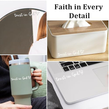 3Pcs Trust In God Mirror Stickers, Jesus Christian Decals for Car (White) - color: White Trust in God