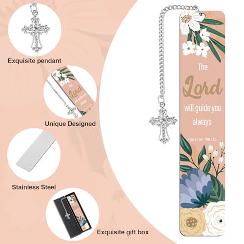 Christian Gifts Bible Bookmark, Religious Bible Verse Metal Bookmark, Inspirational Christian Bookmarks for Women, Her, Book Lovers, Friends, Coworker, Mother, Sister, Wife - style: The Lord will guide you always