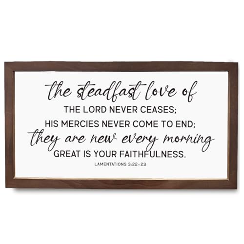 Christian Decor, Lamentations 3:22-23, Christian Wall Art, Bible Verse Wood Sign, the Blessing Wall Art, Wood Framed Sign, Family Metope Decor for Living Room, Great is Your faithfulness Signs - color: lamentations 3:22-23