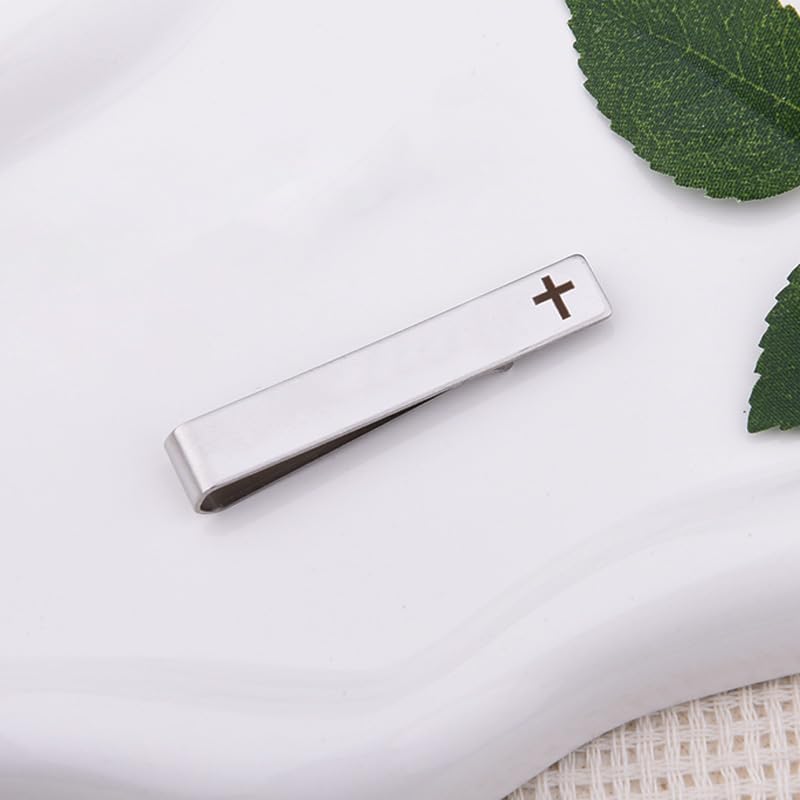Novelty Religious Cross Tie Clip - Christian Birthday Christmas Gifts for Son Grandson Graduation Valentines Gift Ideas - style: fear not for i am with you