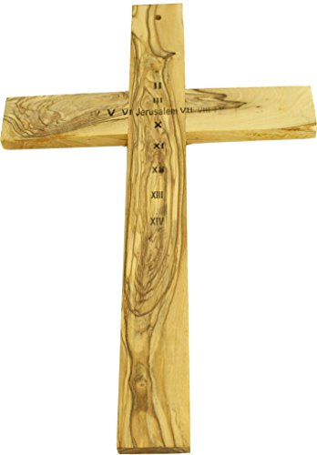 Holy Land Market Hand Carved Olive Wood Wall Cross 14 Inch - size: 14"L x 8"W