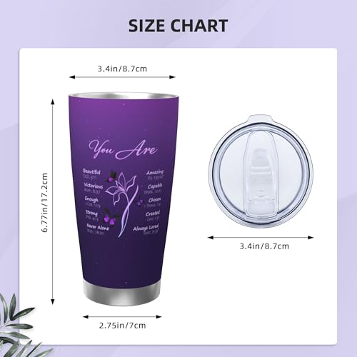 Christian Gift for Women, Purple Double Wall Stainless Steel 20oz - color: Deep Purple
