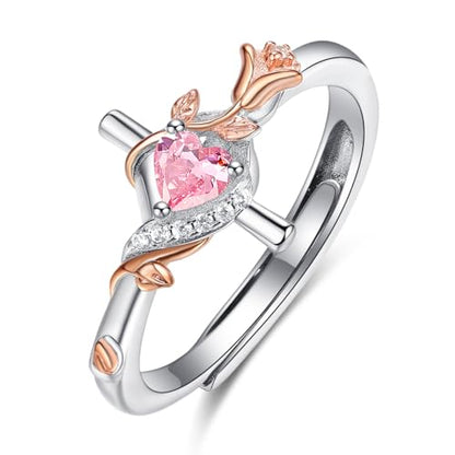 Birthday Gifts Birthstone Rings for Women 925 Sterling Silver Birthstone Rings Anchor/Tree of Life/Snake/Rose Cross Faith Religous Jewelry Gift for Wife Mom Grandma - color: 10-Tourmaline (C), style: Rose Cross