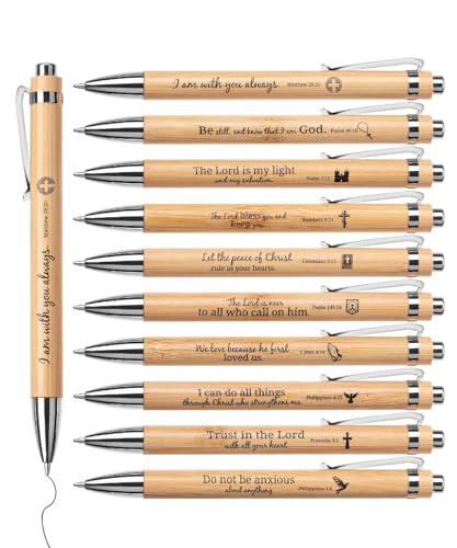 Mr. Pen- Bible Verse Pens, 10 Pack, Retractable Bamboo Pen, Black Ink - size: 10 Pack