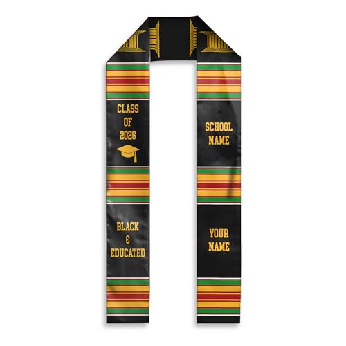 MDPrints Global Kente Graduation Sash 2026, Black Girl Magic Graduation Sash 2026, Class of 2026 Graduation Gift - color: Kente Dk07