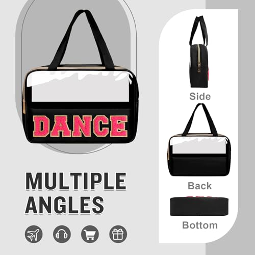 Dance Bag for Girls Chenille Letter Clear Makeup DANCE Stuff Bag,Toddler Dance Recital Gifts Ballet Cosmetic Zipper with Handle,Dance Competition Must Haves Accessories Toiletry Storage(DANCE-Black) - color: DANCE-Black