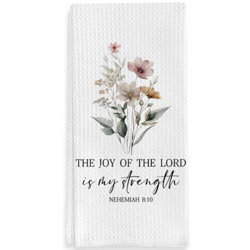 Christian Religious Gifts Kitchen Towels, Bible Verse Decorative Towels for Bar Kitchen, The Joy of My Strength - color: Blue
