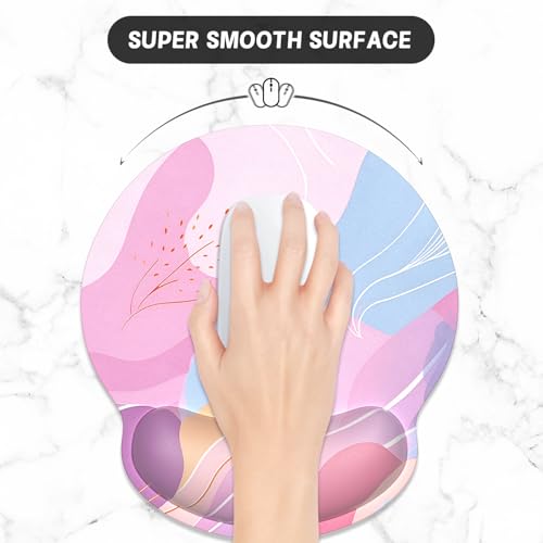 ITNRSIIET Ergonomic Mouse Pad with Wrist Support Wrist Rest Smooth Surface Non-Slip Rubber Base Comfortable Office Supplies Pain Relief, 9.8 x 9.1 inches, Art Style Pattern - color: A02-Art Style Pattern