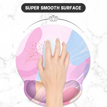 ITNRSIIET Ergonomic Mouse Pad with Wrist Support Wrist Rest Smooth Surface Non-Slip Rubber Base Comfortable Office Supplies Pain Relief, 9.8 x 9.1 inches, Art Style Pattern - color: A02-Art Style Pattern
