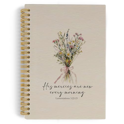 YLZlhb Bible Christian Floral Spiral Notebook Journal, Bible Study Notebook for Women, His Mercies Are New Every Morning Notebooks for Note Taking, Christian Spiral Journal 5.5x8.3 Inches - color: Morning