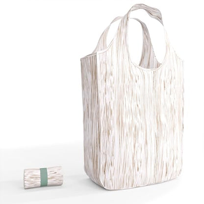 Pure Sage Reusable Grocery Bag - Stylish Shopping Bags for Groceries - Foldable Tote Bag - color: Natural Reeds